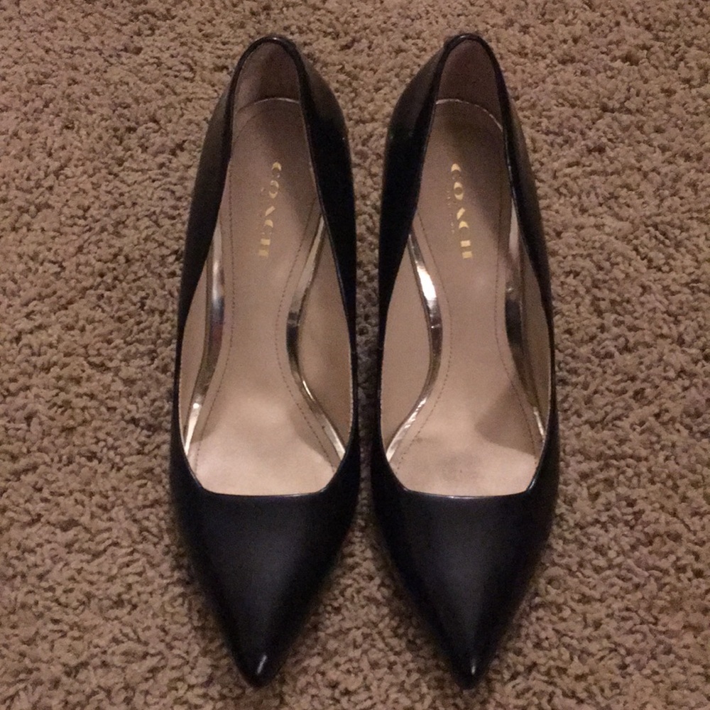 Black Coach wedge heels